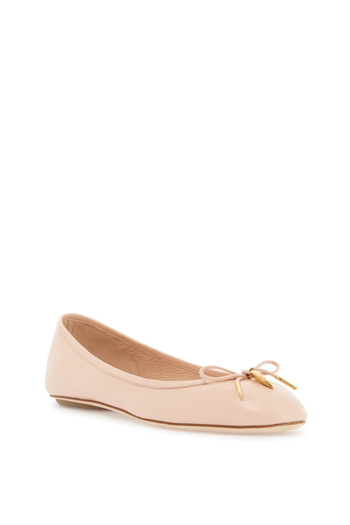 Beige Ballet Flats In Synthetic Material With Rope Bow And Flat Sole