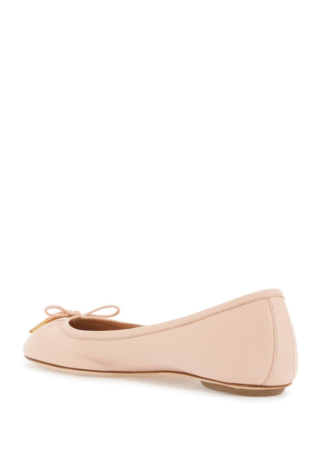 Beige Ballet Flats In Synthetic Material With Rope Bow And Flat Sole