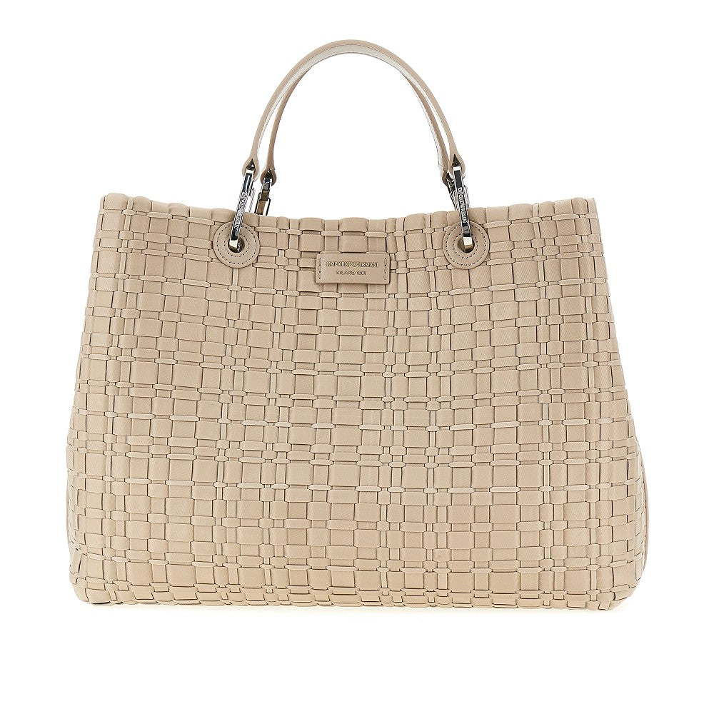 EMPORIO ARMANI OS woven nylon medium shopping bag