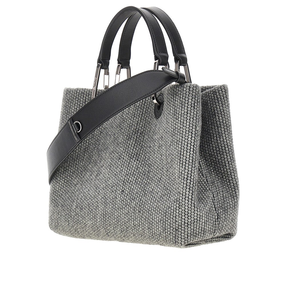 wool-blend small shopping bag
