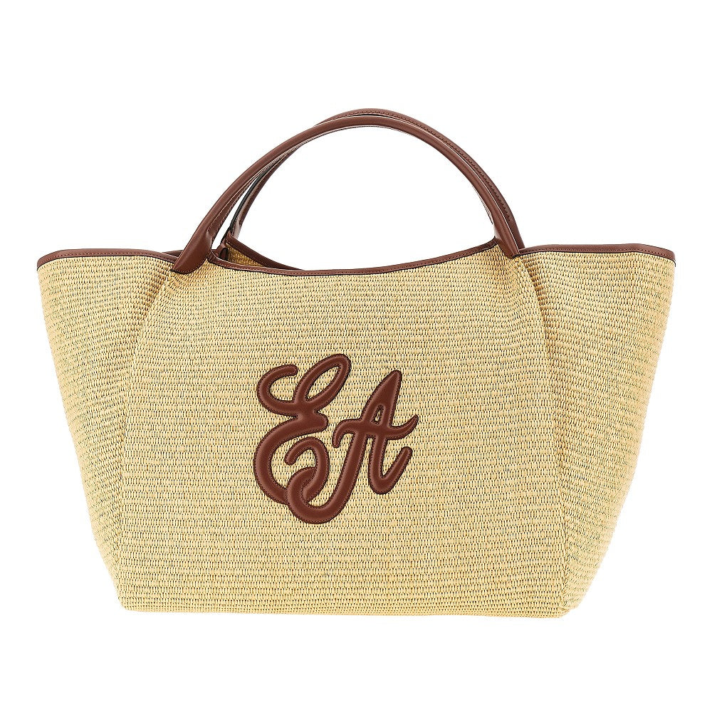 EMPORIO ARMANI OS synthetic straw large shopping bag