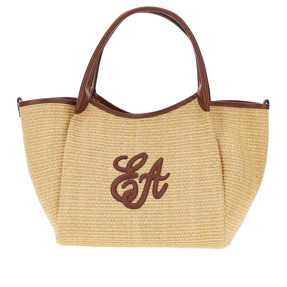 synthetic raffia medium shopping bag