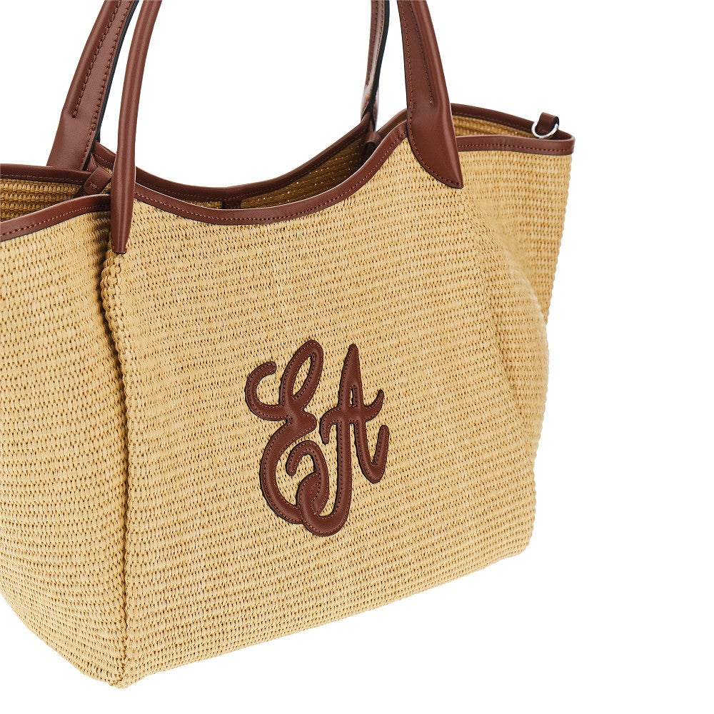 synthetic raffia medium shopping bag