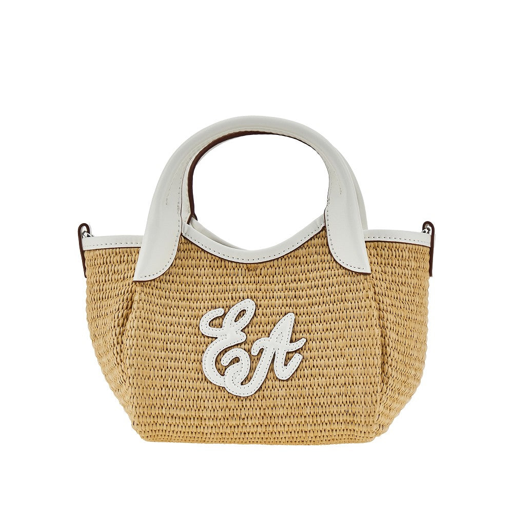 EMPORIO ARMANI OS synthetic raffia mini shopping bag