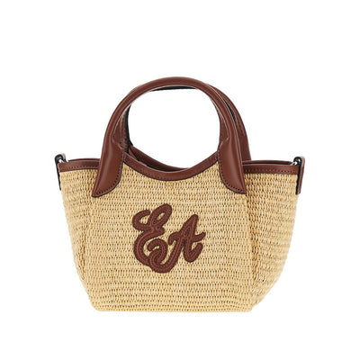 synthetic raffia mini shopping bag