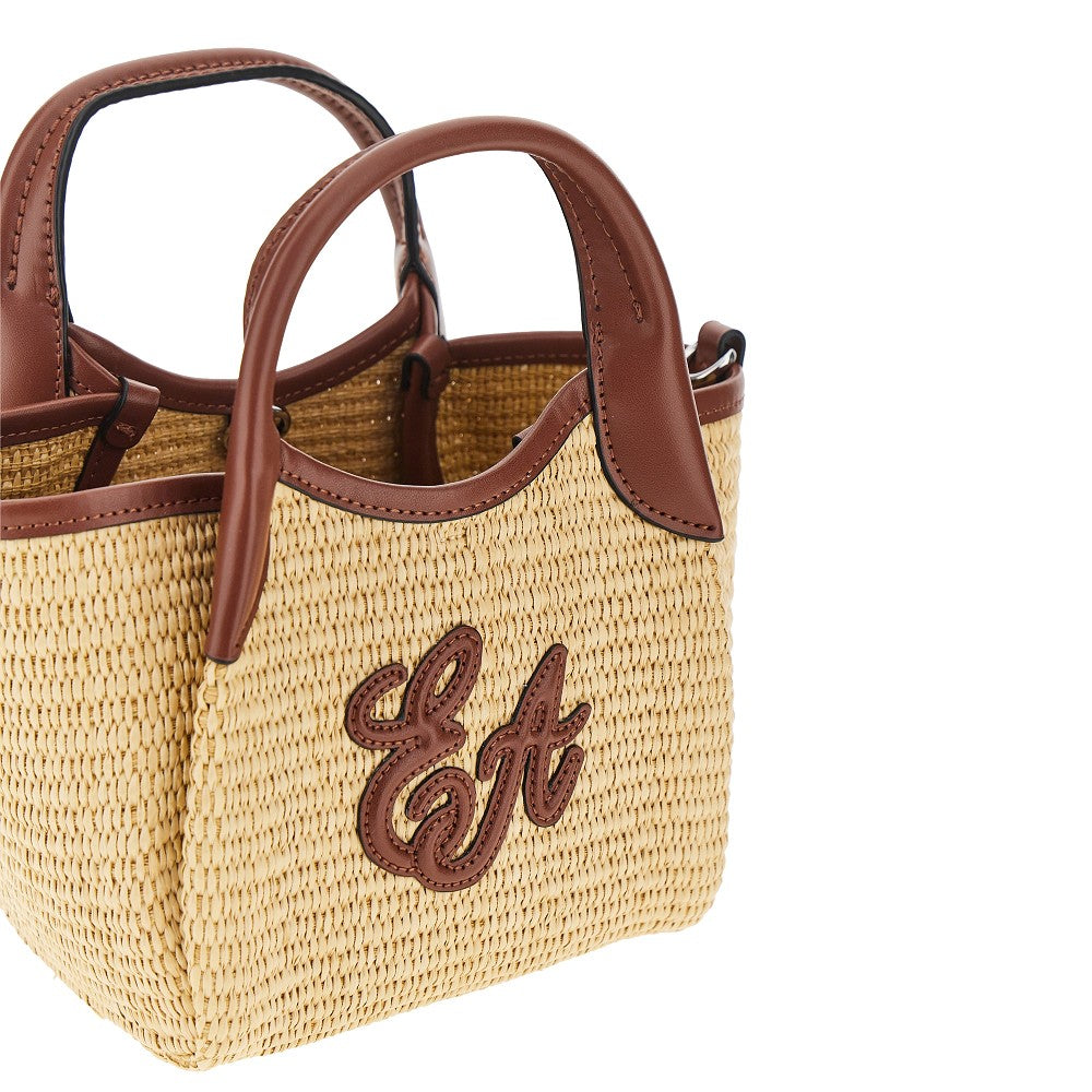 synthetic raffia mini shopping bag