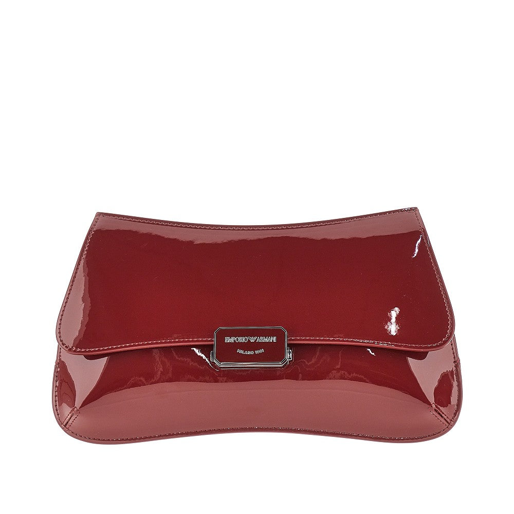 EMPORIO ARMANI OS patent faux leather clutch