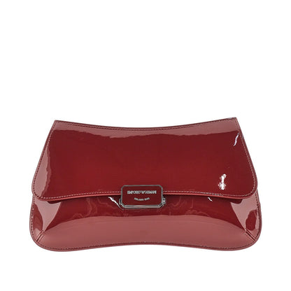 EMPORIO ARMANI OS patent faux leather clutch
