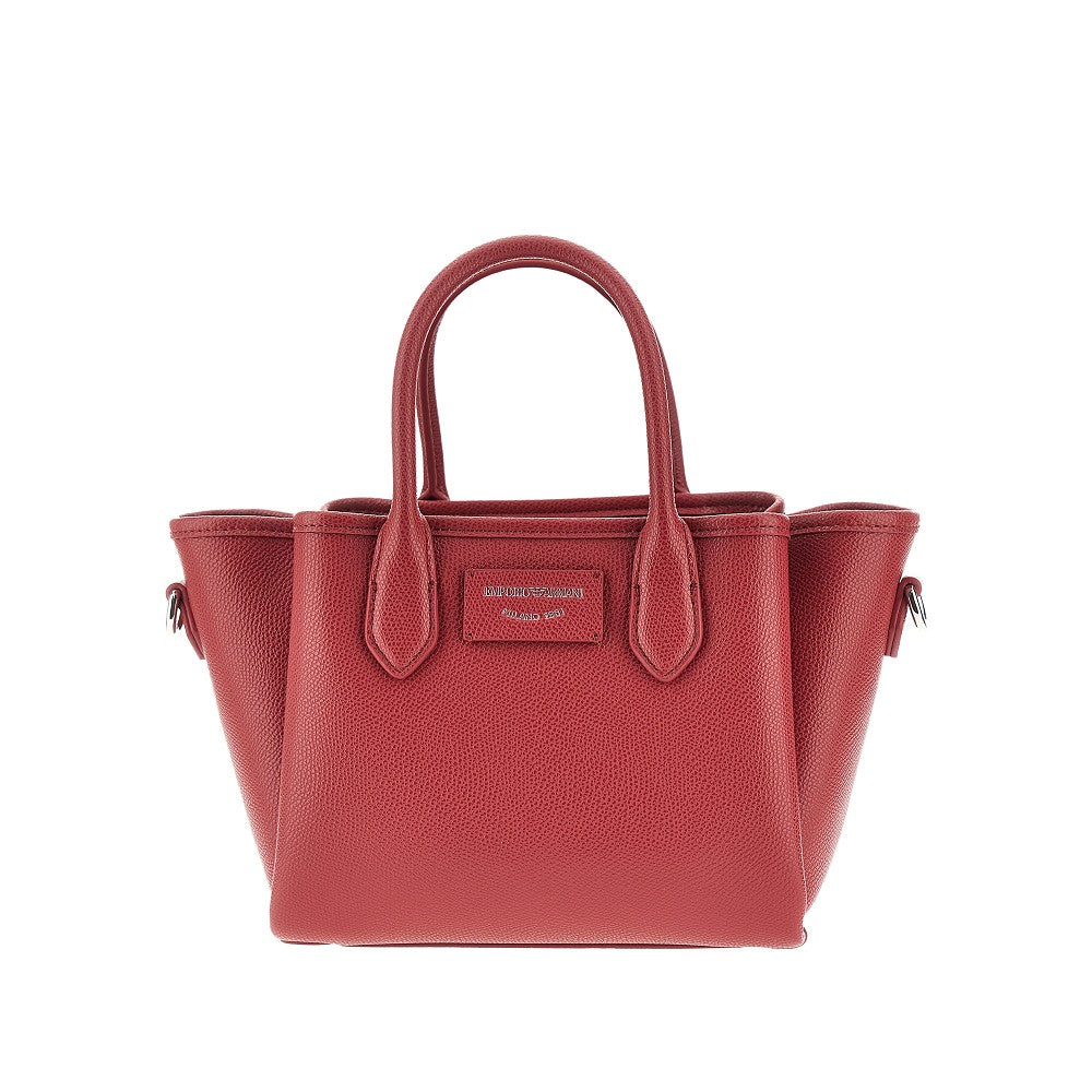 EMPORIO ARMANI OS faux grained leather small shopping bag