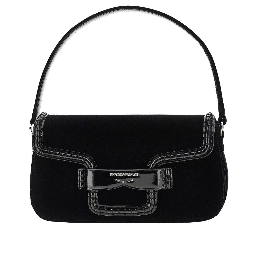 EMPORIO ARMANI OS velvet and patent leather shoulder bag