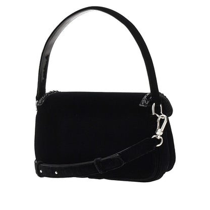 EMPORIO ARMANI OS velvet and patent leather shoulder bag