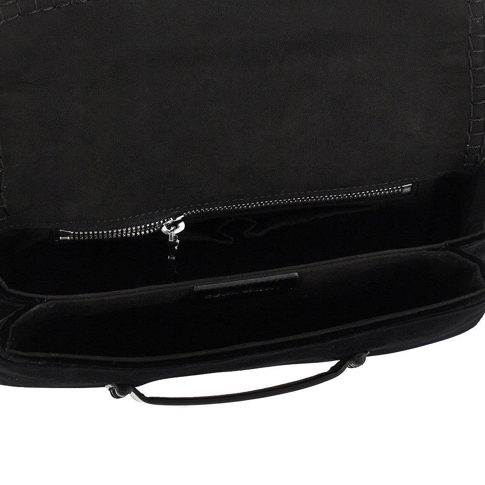 EMPORIO ARMANI OS velvet and patent leather shoulder bag