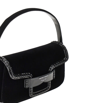 EMPORIO ARMANI OS velvet and patent leather shoulder bag