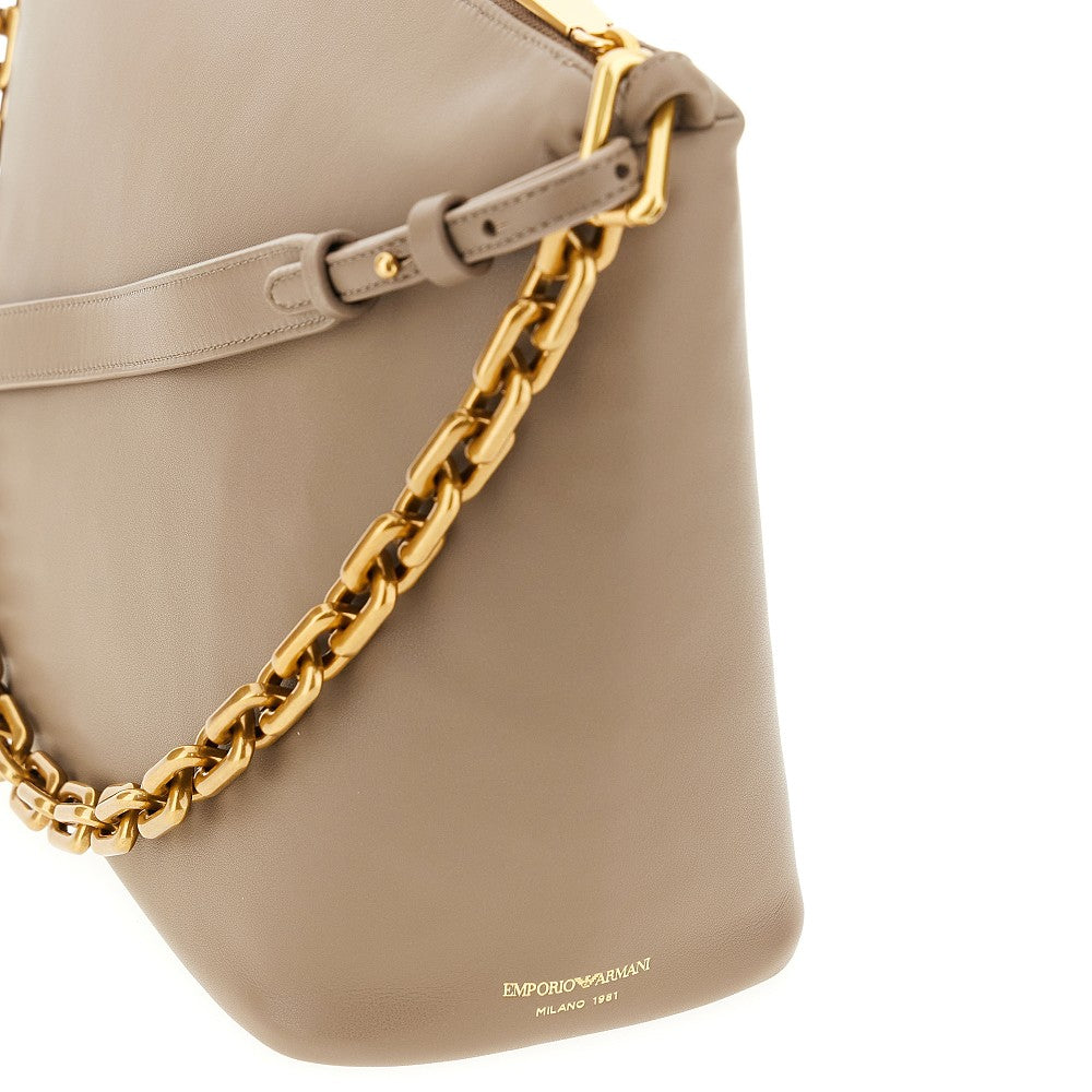 EMPORIO ARMANI OS nappa leather medium hobo bag with chain