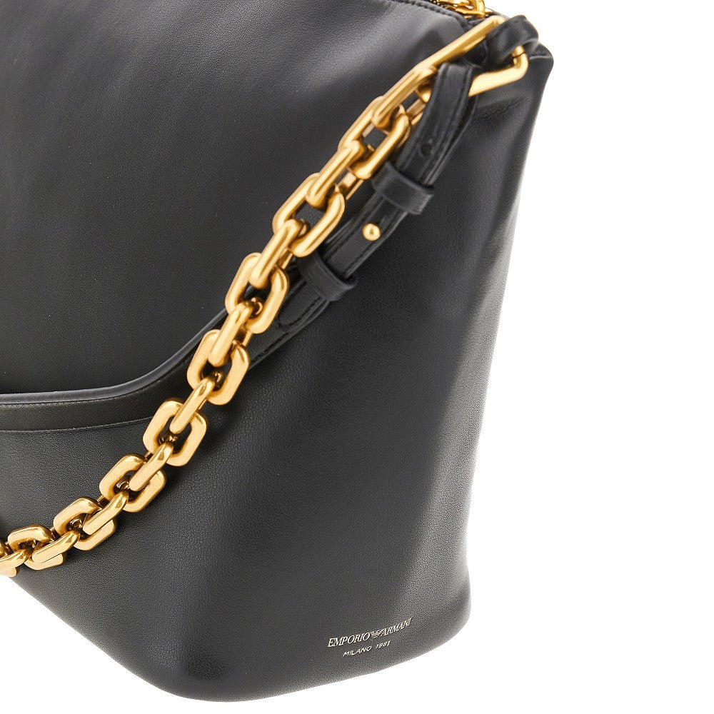 EMPORIO ARMANI OS nappa leather medium hobo bag with chain