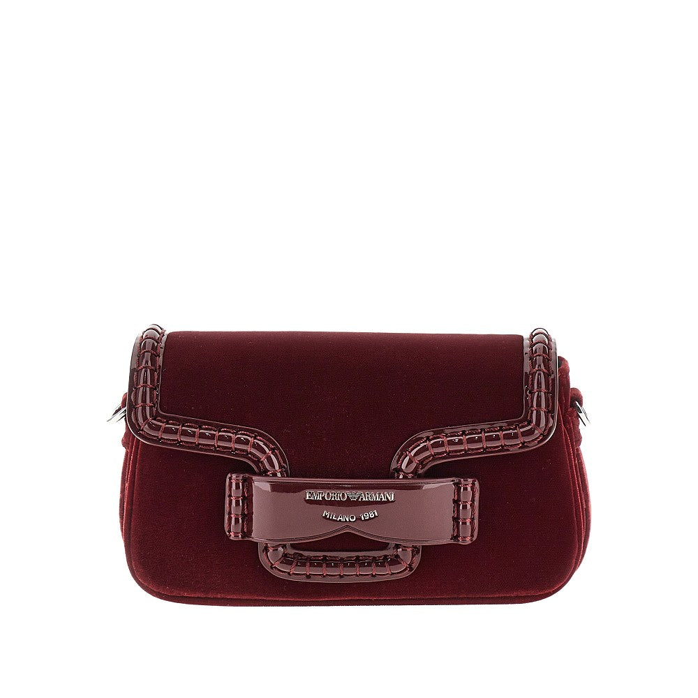 EMPORIO ARMANI OS velvet and faux patent leather clutch