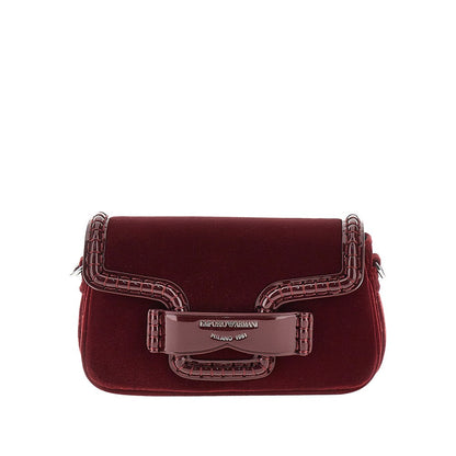EMPORIO ARMANI OS velvet and faux patent leather clutch