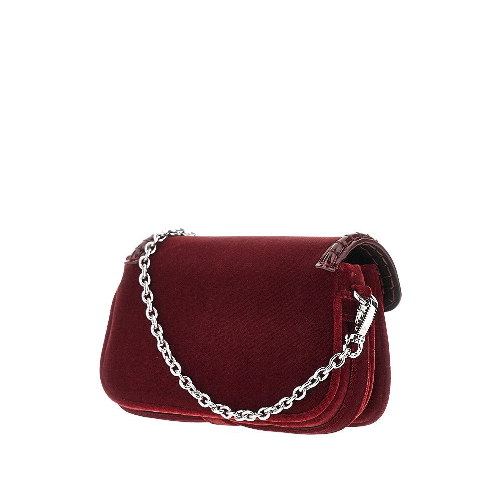 EMPORIO ARMANI OS velvet and faux patent leather clutch