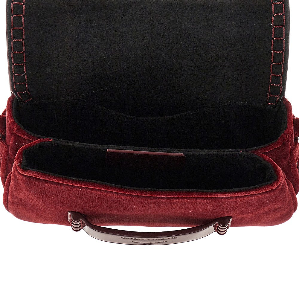 EMPORIO ARMANI OS velvet and faux patent leather clutch