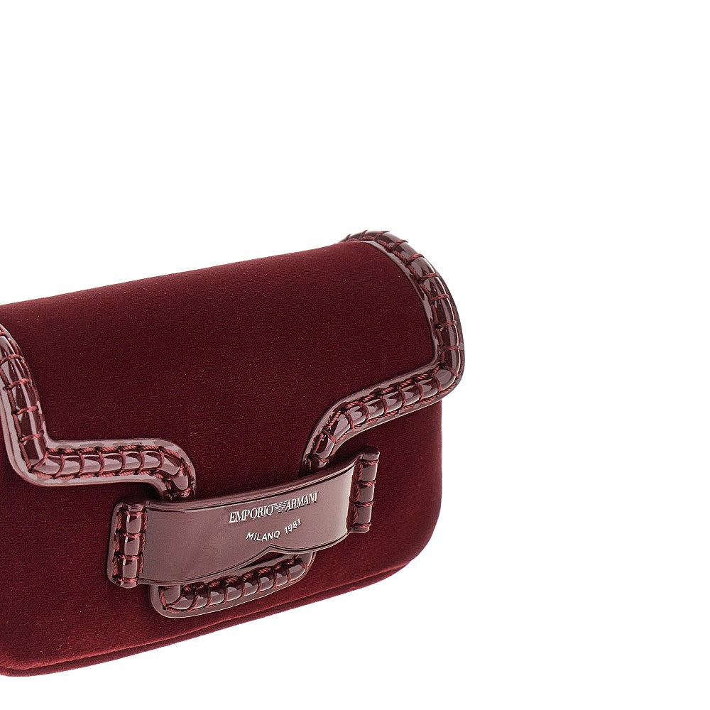 EMPORIO ARMANI OS velvet and faux patent leather clutch