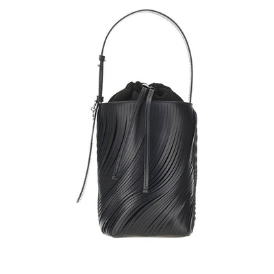 fringed cut leather bucket bag