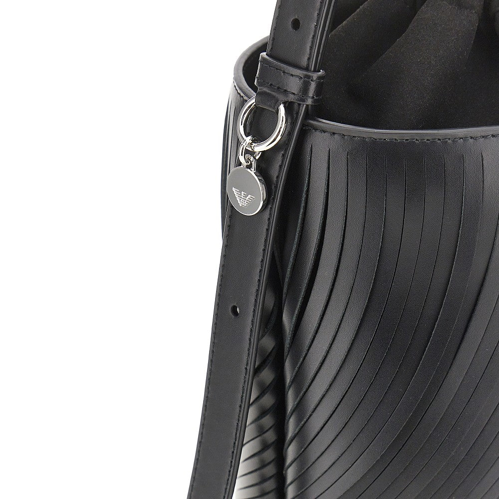 fringed cut leather bucket bag