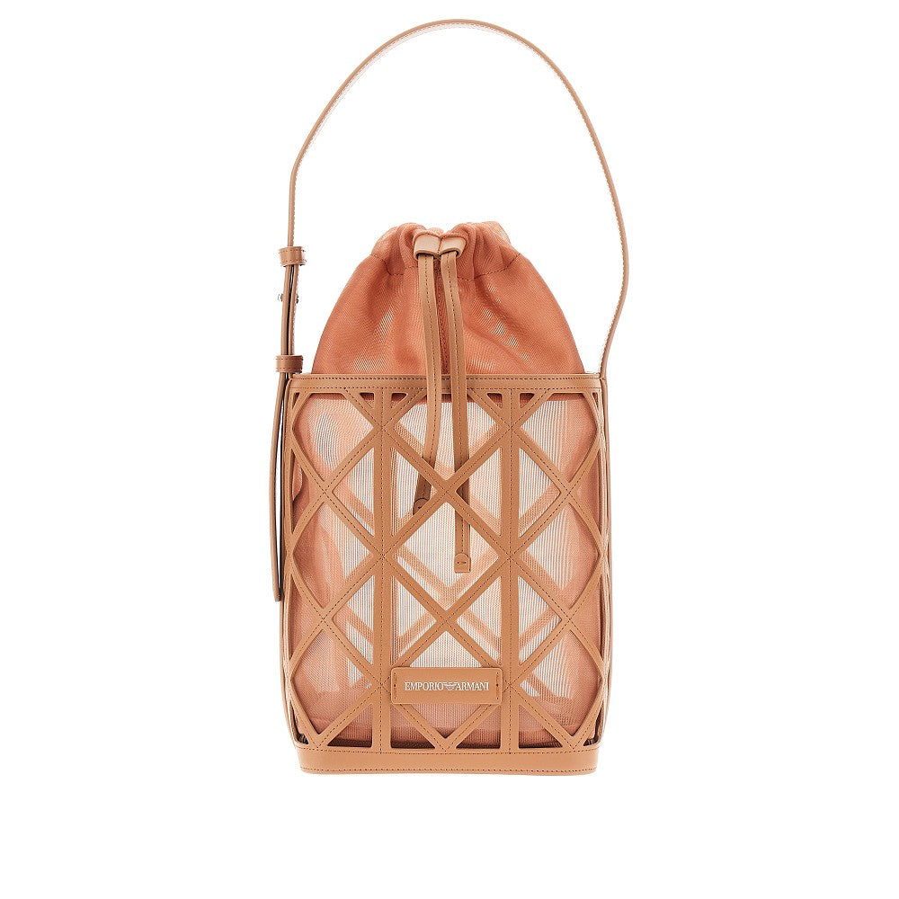 EMPORIO ARMANI OS faux leather and mesh bucket bag