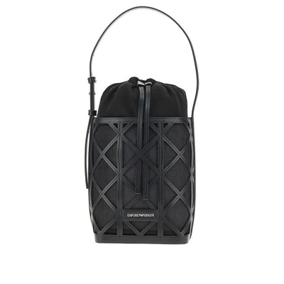 faux leather and mesh bucket bag