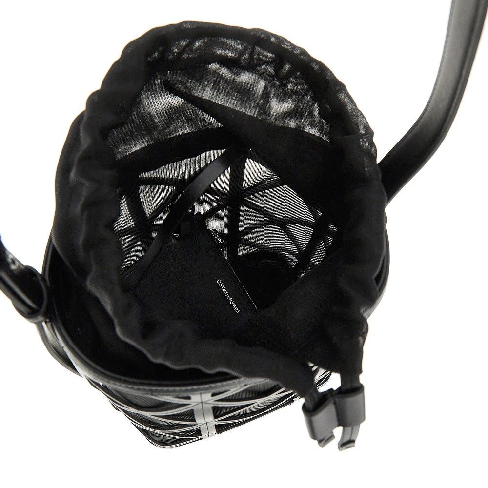 faux leather and mesh bucket bag