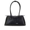 leather shoulder bag with lettering logo