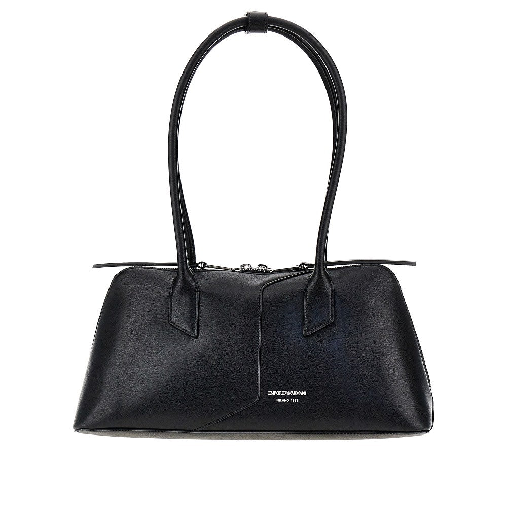 leather shoulder bag with lettering logo
