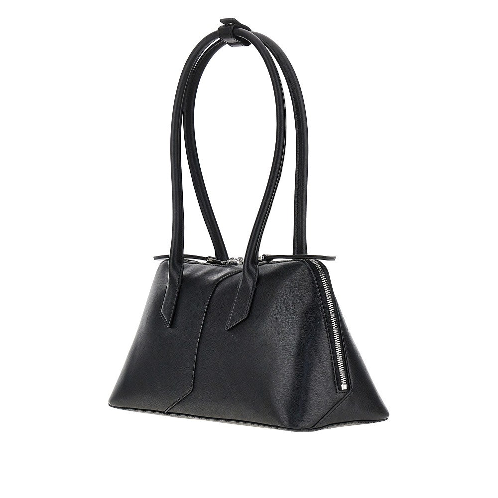 leather shoulder bag with lettering logo