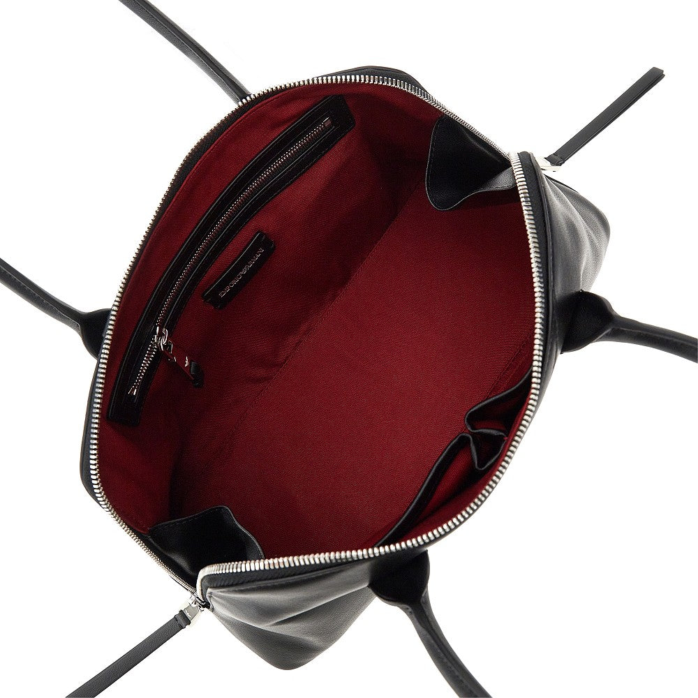 leather shoulder bag with lettering logo