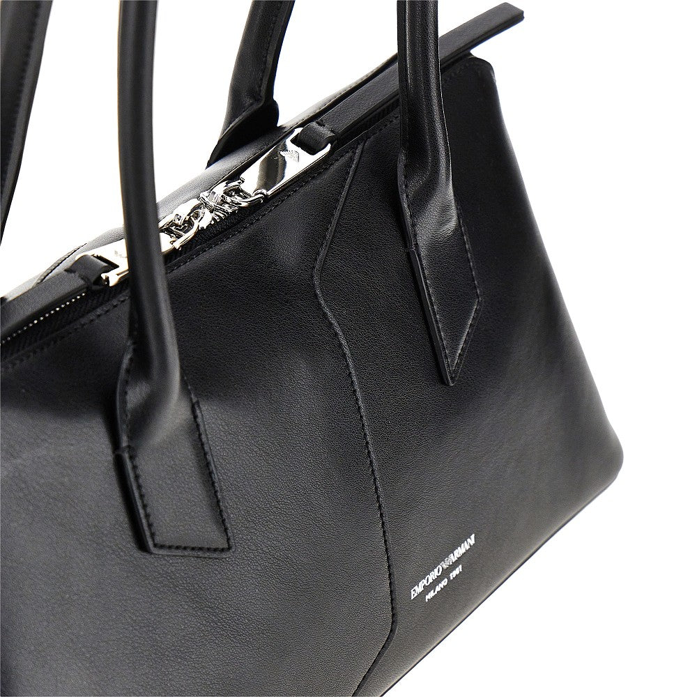 leather shoulder bag with lettering logo