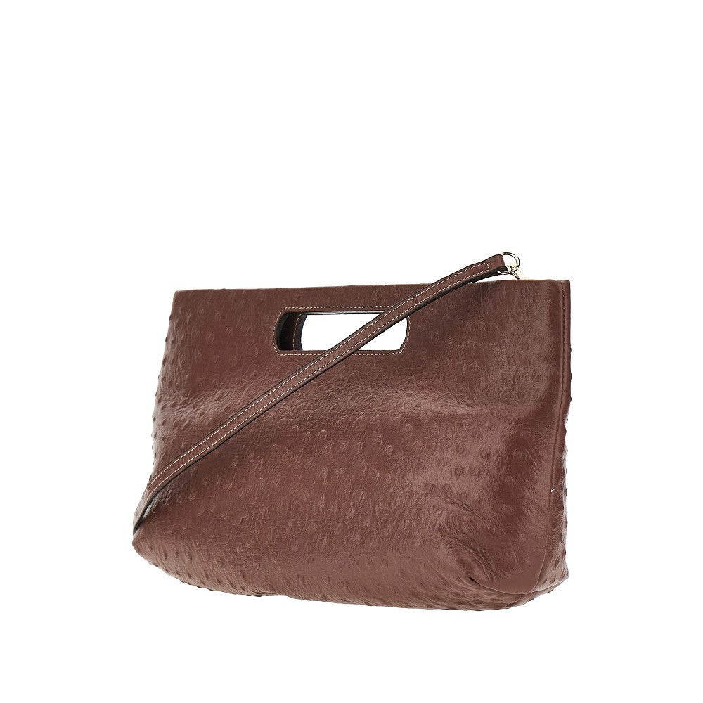 ostrich-print leather dalia bag