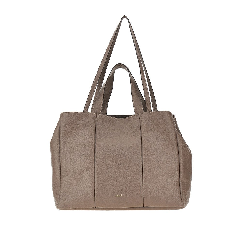 grained leather daisy shopping bag