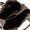 grained leather daisy shopping bag