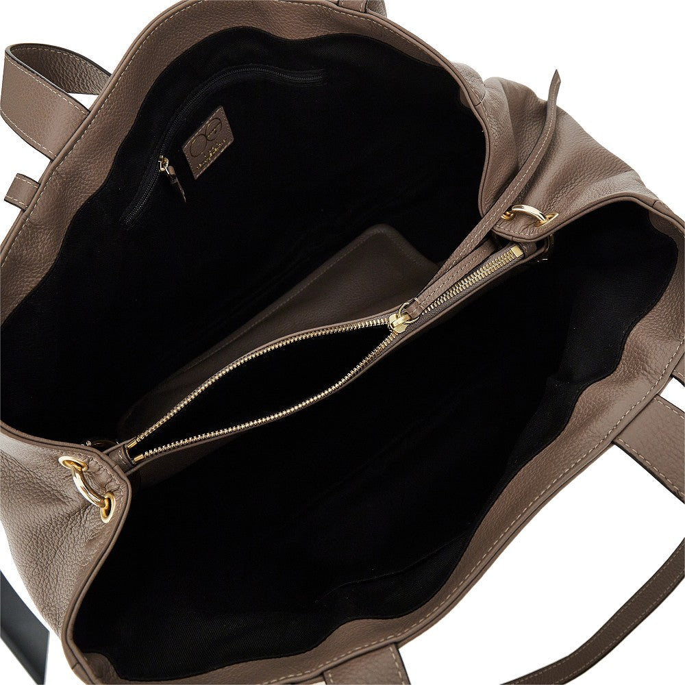 grained leather daisy shopping bag