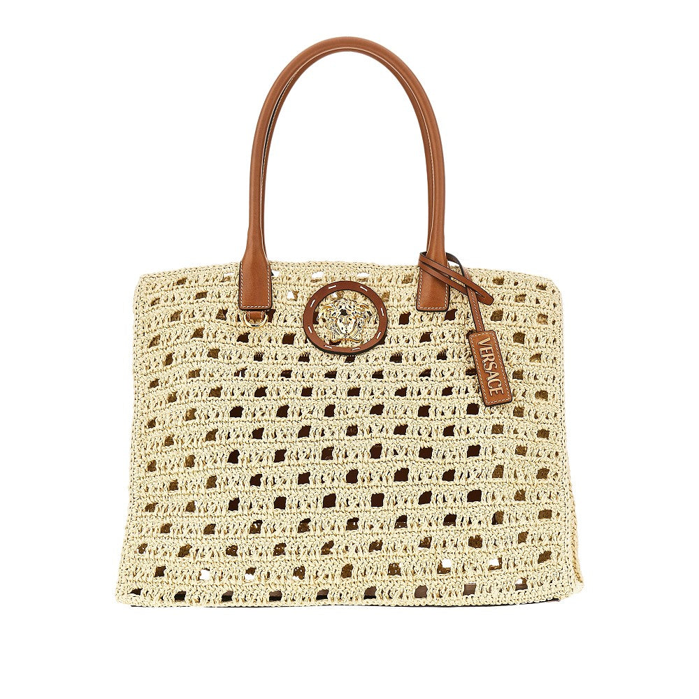 VERSACE OS big la medusa raffia shopping bag