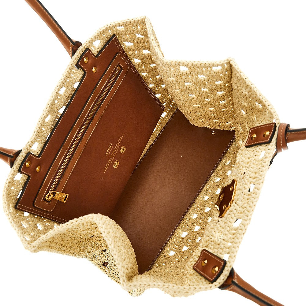 VERSACE OS big la medusa raffia shopping bag