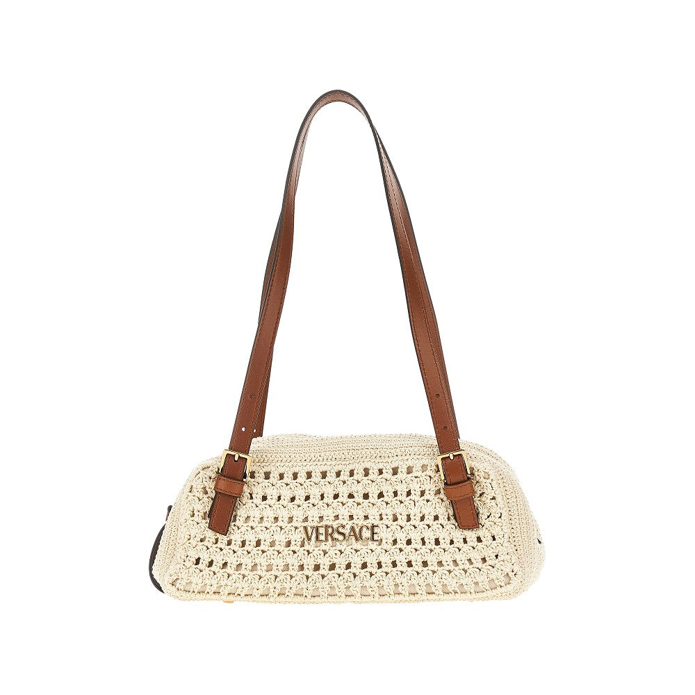 versace tag crochet knitted bowling bag