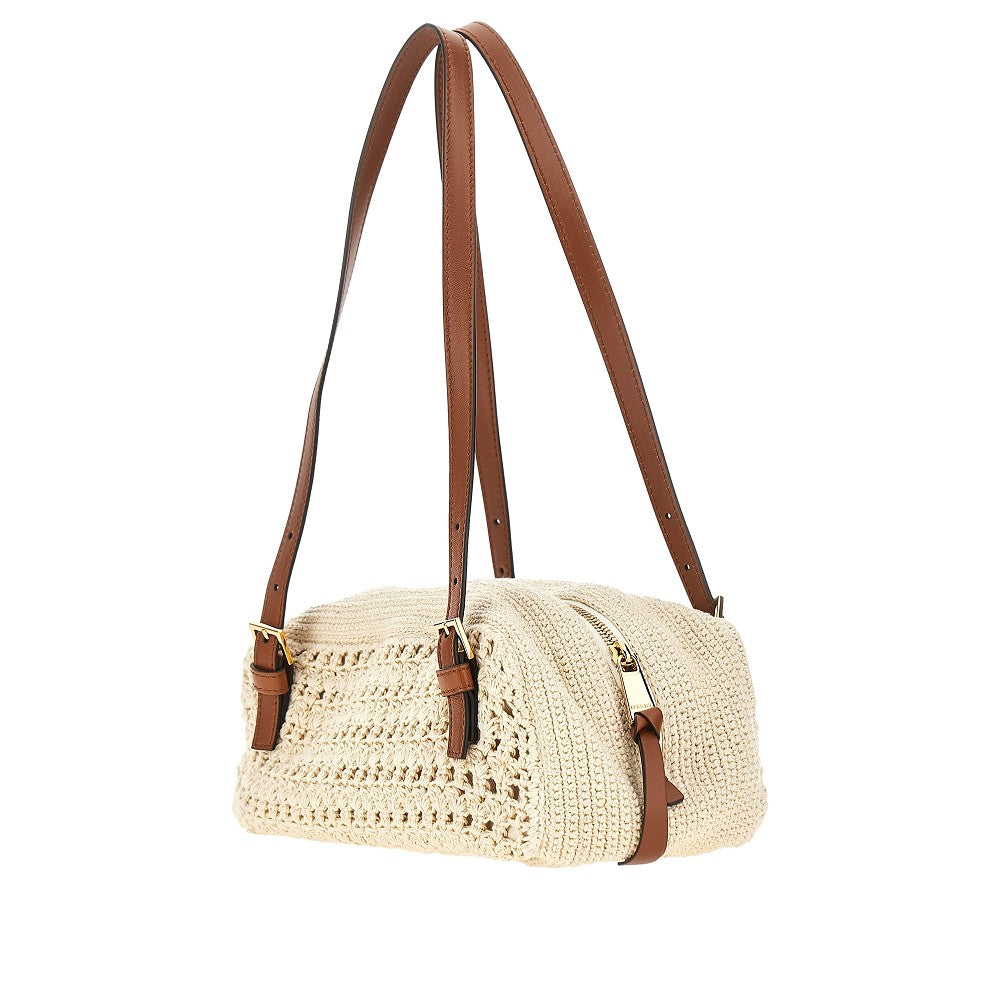 versace tag crochet knitted bowling bag