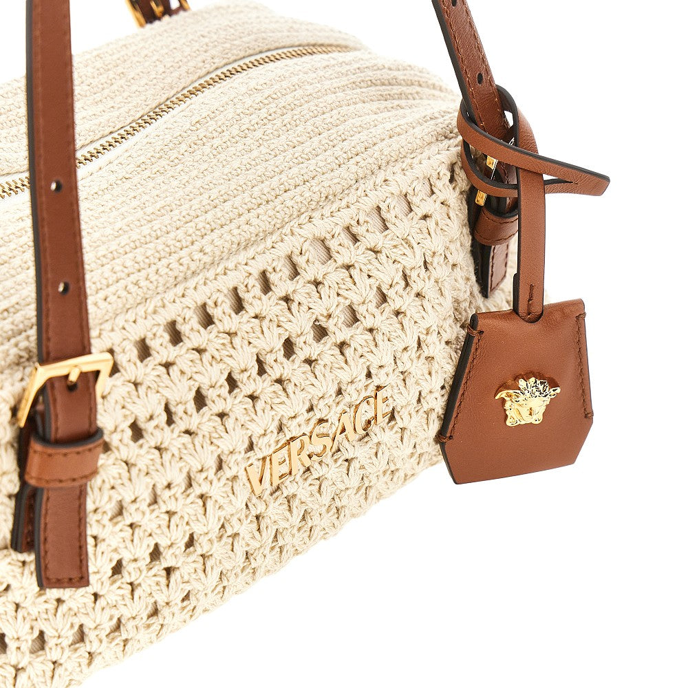 VERSACE OS versace tag crochet knitted bowling bag