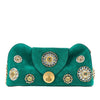 embroidered suede leather vivian clutch
