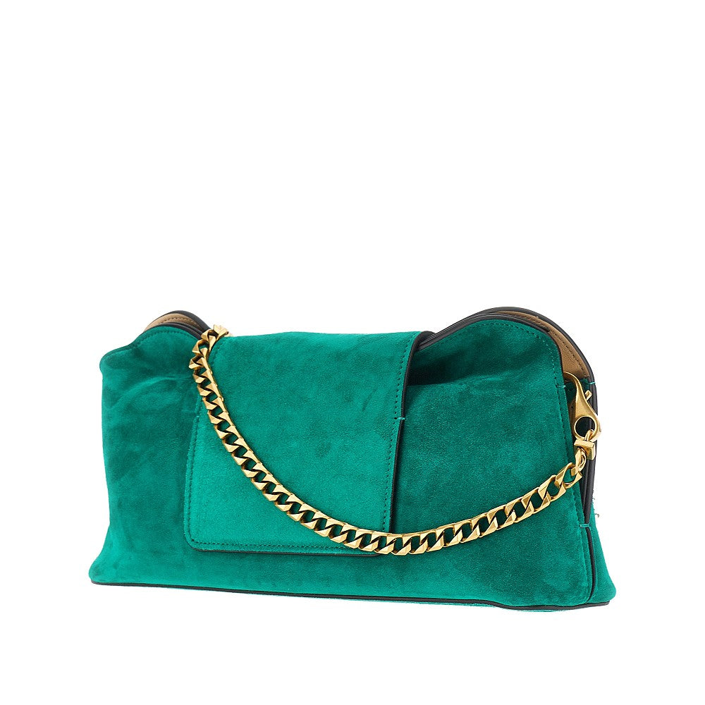 embroidered suede leather vivian clutch