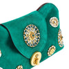 embroidered suede leather vivian clutch