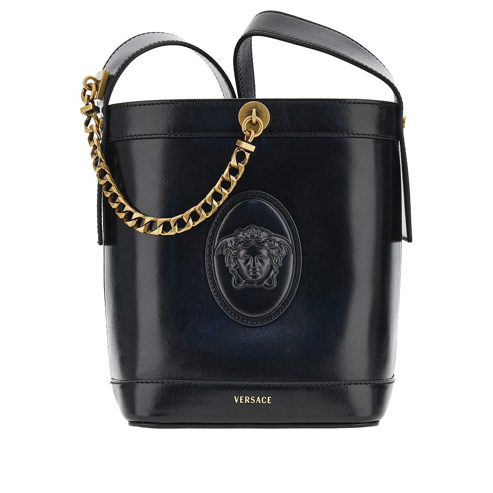 VERSACE OS leather bucket bag with medusa patch