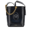leather bucket bag with medusa patch