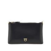 PINKO OS leather pouch with shoulder strap