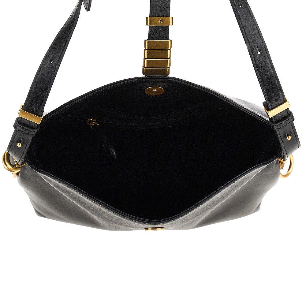 small saddle baguette leather bag